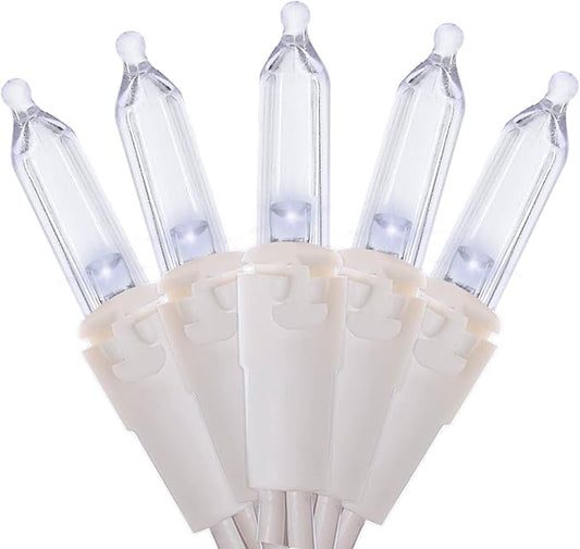 MULTI-SPARKING White LED Christmas Lights - 100 Count Cool White Christmas String Lights for Tree, Party, Wedding, Holiday, Indoor and Outdoor Decor, 33 Feet White Wire, UL Certified, Connectable