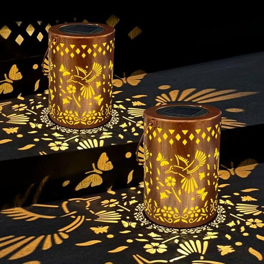 Solar Lanterns Outdoor Waterproof Hummingbird Garden Decor Birthday Gifts for Women Mom Grandma Hanging Solar Lights Lantern Metal Decoration Outside for Yard, Patio, Backyard, Porch