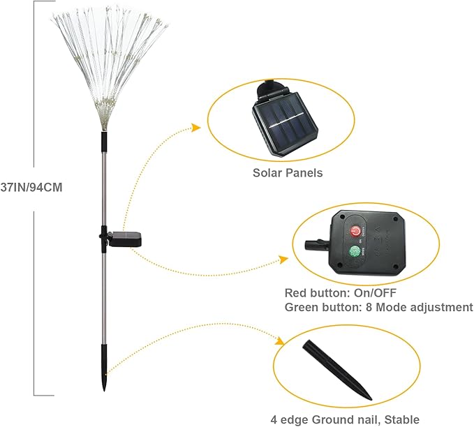 solar fireworks lights for outside, 150LED 8 Modes Fireworks Solar Lights Outdoor, Fairy Garden Flowers Lights for Yard Pathway wedding Party Christmas Diwali Garden Decor 4Pack (Multicolor)