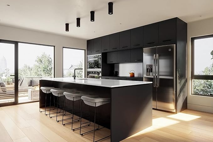 Dimoon 78.7''x15.7'' Black Skin Peel and Stick Wallpaper Contact Paper Modern Self Adhesive Wall Paper Removable Renter Friendly Textured Solid Color Cabinet Vinyl Roll (78.7''x15.7'',Black Skin)