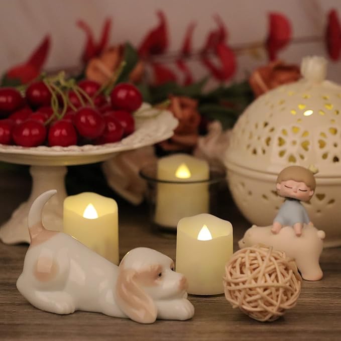6 PCS 1.8”H Rechargeable Flameless Votive Candles with Remote and Charging Cable, Battery Operated Flickering LED Tealight Candles, Durable & Sturdy Tea Light, Ideal for Pumpkin/Bar/Party Decor
