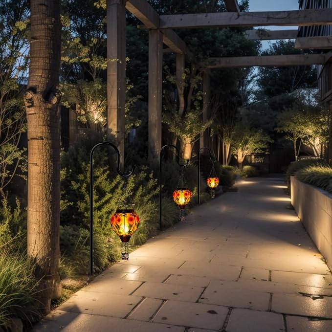 DREAMSOUL Hummingbird Hot Air Balloon Solar Lantern, Hanging Solar Lanterns Outdoor with Flickering Flame Light, Metal & Glass Solar Lanterns Outdoor Waterproof for Patio Yard Decor