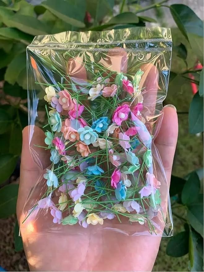 100 pcs Mini Flowers Mulberry Paper Flowers 13-15 mm Scrapbook Craft Card DIY Craft Using for Crafts, Bouquets, Scrapbooks, Decorations, Greeting Cards Artificial Flowers (Mixed Pastel Colors)
