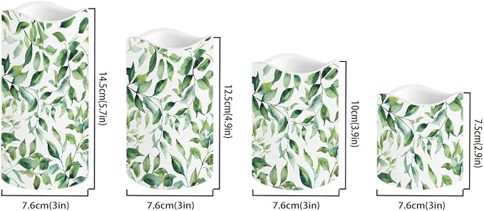 Ystardream Green Leaf Flameless Candles with Timer 4 PCS Led Candle Battery Operated Fake Candle for Indoor Outdoor,Virthdays,Christmas,Thanksgiving,Valentine's Day