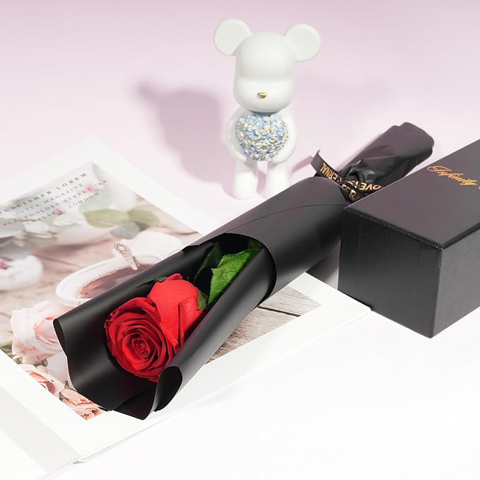 Yamonic Preserved Flowers Rose Gifts for Women Mom, Mothers Day Rose Flower Gifts for Mom, Forever Real Flowers Birthday Mom Gifts for Her, Grandma, Girlfriend, Wife Gifts for Anniversary (Red)