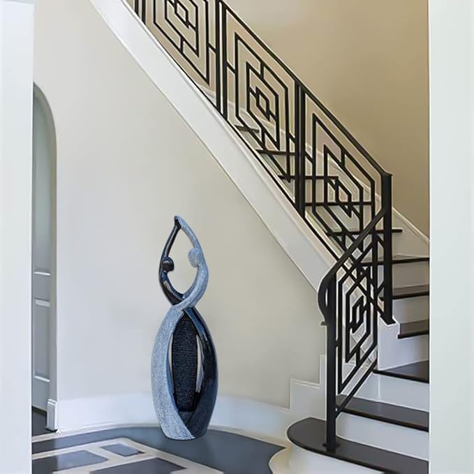 Graceful Dancing Couple Outdoor Water Fountain 51" Cast Stone Garden Statue Waterfalls Feature in Marble Color for Garden, Lobby, Bar, Lawn, Courtyard, Patio, Office,Backyard