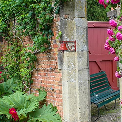 NACH Dinner Bell Outdoor, 8.5 x 5 x 6.5 inch, Antique Red Cast Iron Wall Bell, Decorative Doorbell for Outside