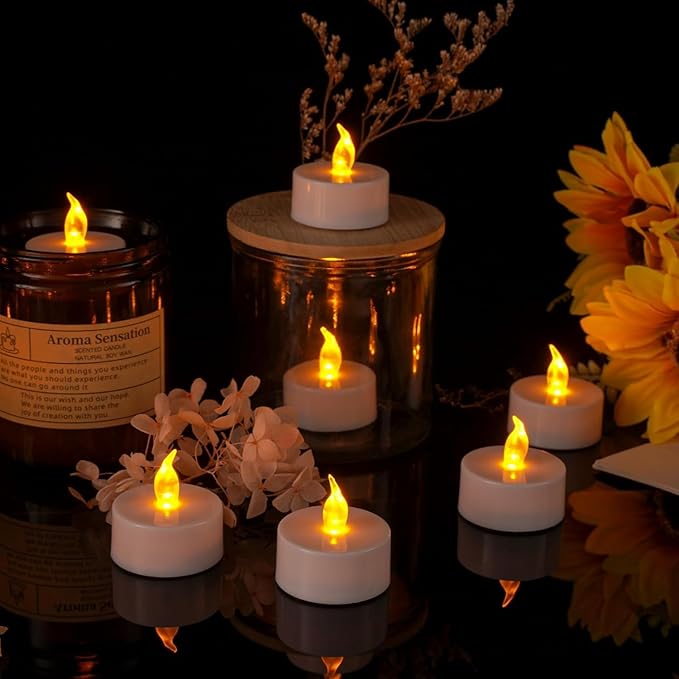 LED Tea Lights Candles- 100Pack Flameless Candles Realistic and Bright Flickering Long Lasting 200Hours for Holiday Celebration,Party, Home Decoration WarmYellow,Battery Operated