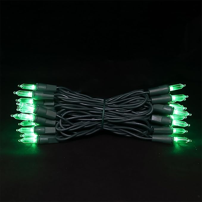 Green LED Christmas Lights - 35 Count Green Christmas String Lights for Small Tree, Crafts, Indoor and Outdoor St. Patrick's Day Decorations, 11 Feet Same Color Wire, UL Certified, Connectable