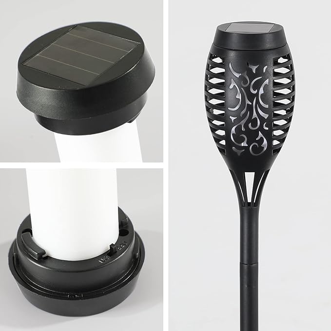 Solar Lights Outdoor Waterperoof Green,6 Pack Halloween Decorations Outdoor Solar Torches Lights Flickering Flame for Garden Decor,Halloween Lights Decor Outdoor for Yard,Halloween Decorations