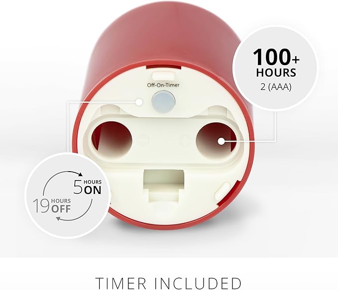 Luminara Outdoor Votive Flameless LED Candle, Cherry Red 2" x 3.2", Moving Flame Battery Operated Timer Remote Ready IPX4 Matte Plastic Finish