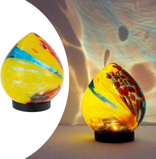 Table Solar Lantern Outdoor Waterproof LED 6.7" Glass Solar Garden Lights Table Solar Lamp for Indoor Patio Porch Yard Decor Gardening Gifts for Women(Red Yellow)