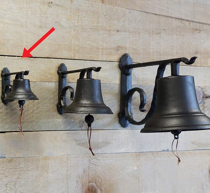 NACH Rustic Cast Iron Doorbell, Small Door Bells for Homes, Dinner Bell, Small Bell, Kitchen Door Bell, Antique Black Doorbell, 8.5x5x6.5 Inches, JS-90-091