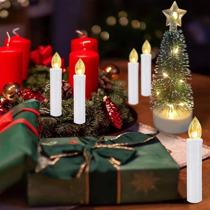 20 PCS Flickering Flameless Window Candle LED Christmas Tree Candle Lights Warm White Battery Operated Electric Taper Candles with Remote Perfect Timer for Home Garden Wedding Parties Decor