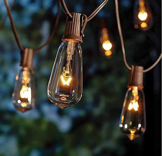 GOOTHY 10Ft Outdoor String Lights with 11 Clear Edison Bulbs (1 Spare) C9/E17 Base, ST40 Vintage Patio Stirng Lights Connectable Bistro Lights UL Listed for Backyard Wedding Garden Decor- Brown