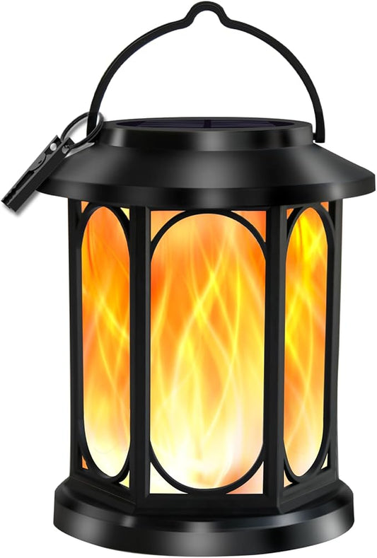 Solar Outdoor Lantern - Flickering Flame, Waterproof LED, Perfect for Patio, Garden, Christmas Decorations, 1pc