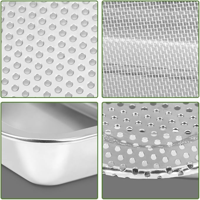 Picowe Stainless Steel Sprouting Trays Seed Sprouting Kit with Stainless Steel Mesh Tray Seed Starter Tray Seed Sprouting Kit (2pack, 10.4 x 7.7inch)
