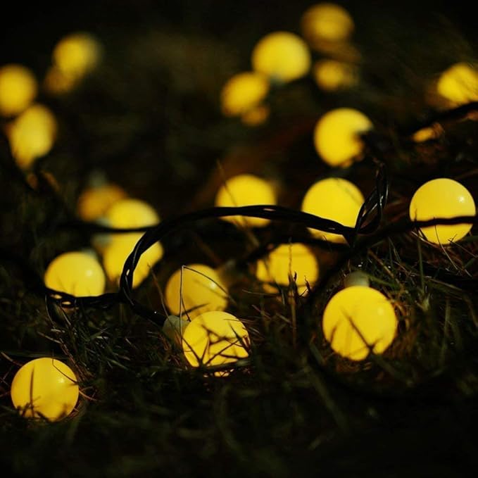 Globe Ball Fairy Lights, 50 LEDs 23ft/7M Solar Led Globe String Lights Waterproof with Two Lighting Modes for Garden Outdoor Party Christmas Decoration (Warm White)