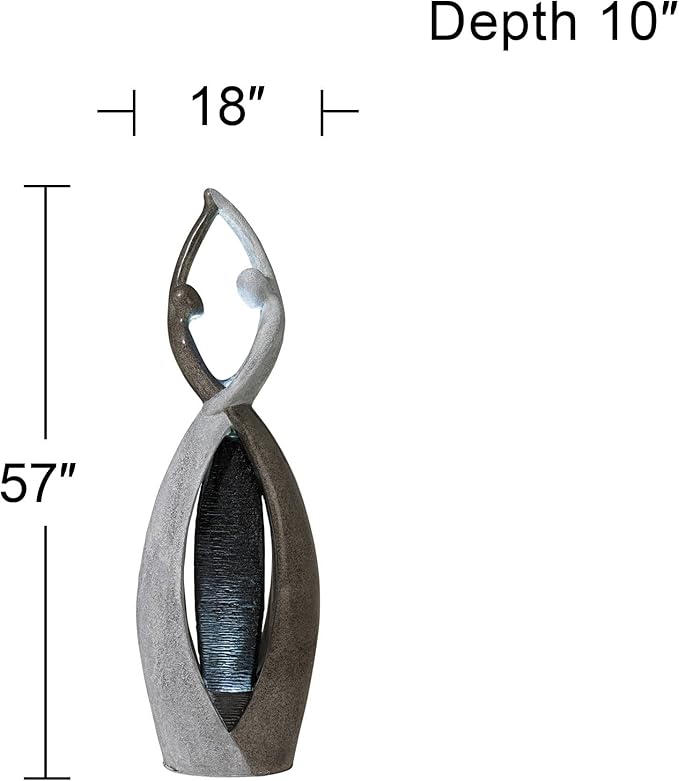 Dancing Couple 57" High Large Modern Indoor Outdoor Decor Faux Stone Floor Fountain with Light LED Standing Waterfall Tall Water Feature for Outside Garden Patio Yard Backyard Porch - John Timberland