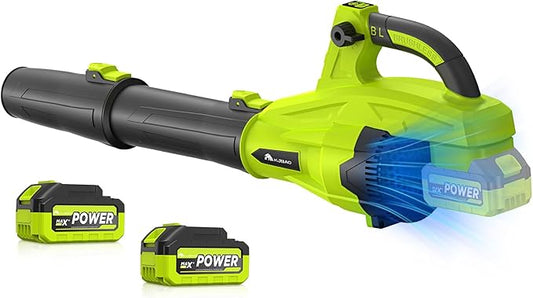 Leaf Blower Cordless with 2*4.0ah Battery and Charger,KJBAO 21V Brushless Battery Powered Blower,Electric Blowers with 650CFM&6 Speeds,Lightweight Blower for Lawn Care,Blowing Leaf,Dust, Gravel, Patio
