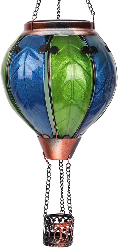 Hot Air Balloon Solar Lantern with Flickering Flame Hanging Solar Lanterns Outdoor Lights Waterproof Lanterns Decorative Garden Patio Yard Party Decor Colorful +