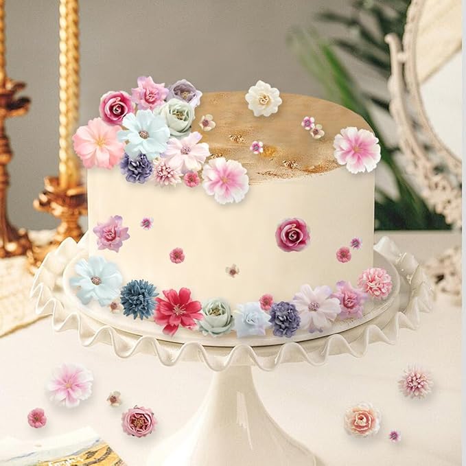 Faux Flower Heads Small Silk Artificial Flower DIY Fake Mini Flowers Rose Daisy Multicolor Flowers Craft Supplies for Wedding Party Wreath Graduation Season Party Home Decor