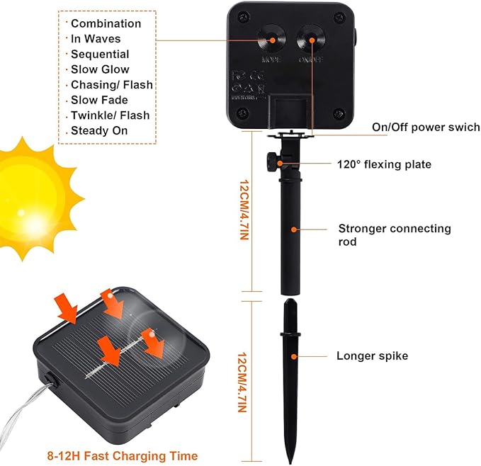 Twinkle Star 4 Pack Outdoor Solar String Lights, Total 160 FT 480 LED Solar Powered Valentines Day Decorative Fairy Lights with 8 Modes, Waterproof Silver Wire Light for Christmas Wedding Party, Red