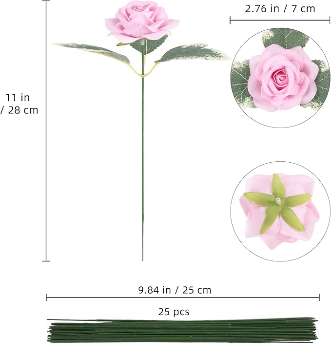 Velvet Rose Artificial Flower 25pcs Fake Pink Rose Flowers Heads Faux Silk Flowers Heads for DIY Wedding Home Party Baby Shower Decor(Pink)