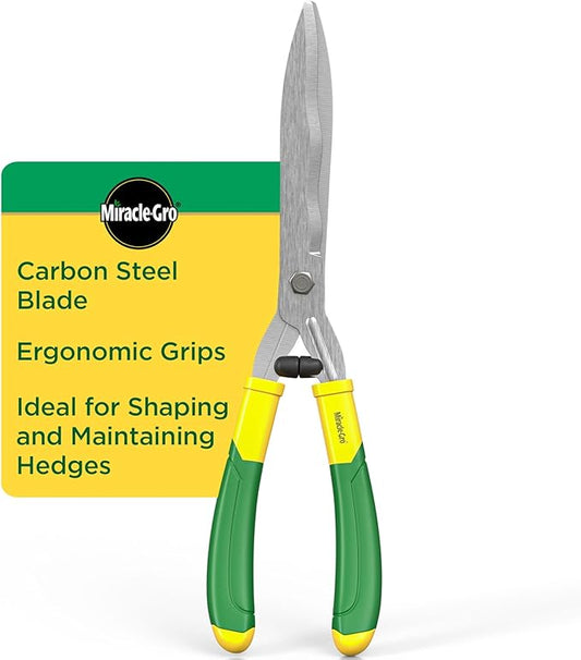 Miracle-Gro 18 in. Wavy Blade Hedge Shears – Lawn and Yard Tool with Sharp Carbon Steel Blades for Trimming Borders, Shaping Bushes, and Shaping/Trimming Hedges, Shrubs