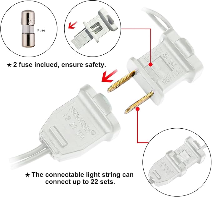 Red White and Blue Christmas LED Lights - 2 Pack 100 Count 4th of July Mini String Lights for Tree, Party, Memorial Day Decorations, 2 Sets 33 Feet White Wire, UL Certified, Connectable