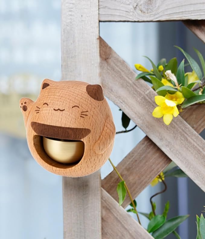 Shopkeepers Bell for Door Opening, Wood Doorbell Magnetic Wind Chime for Refrigerator Room Garden, Cute Decorative Doorbell for Home/Store/Restaurant Door, Creative Gift