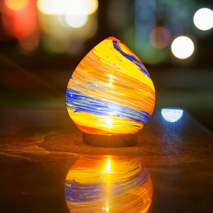 Outdoor Solar Lanterns, Colorful Glass Garden Lights, Decorative Outdoor Lantern Waterproof Solar Globe Lights for Lawn, Porch Decor-Orange