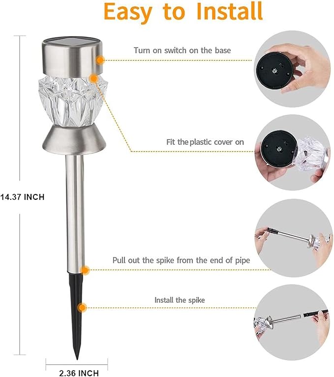 Solar Pathway Lights Outdoor, 8 Pack Solar Garden Lights, Color Changing LED Landscape Stake Outdoor Solar Lights for Walkway, Pathway
