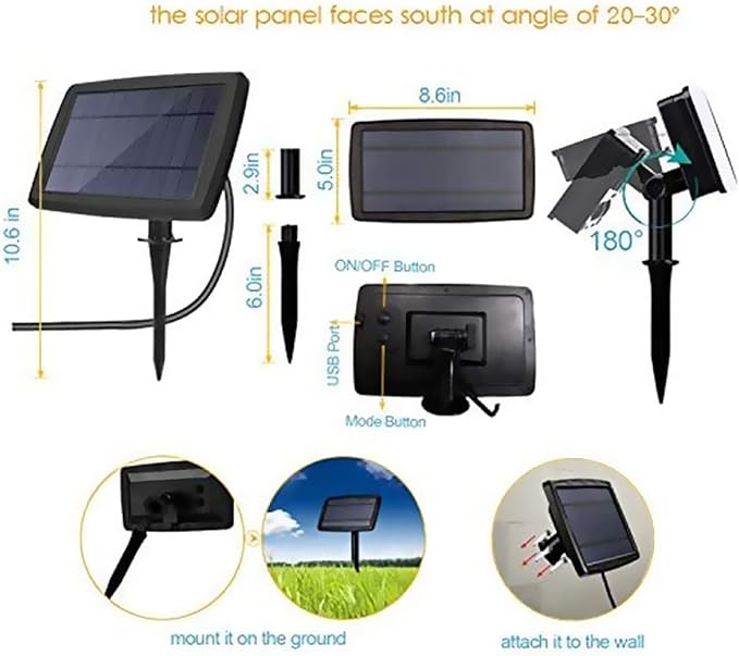 FMART LED 49 Foot Solar Powered String Lights with Vintage Style Waterproof, Shatterproof Plastic Bulbs for Exterior Decoration and Outdoor Use