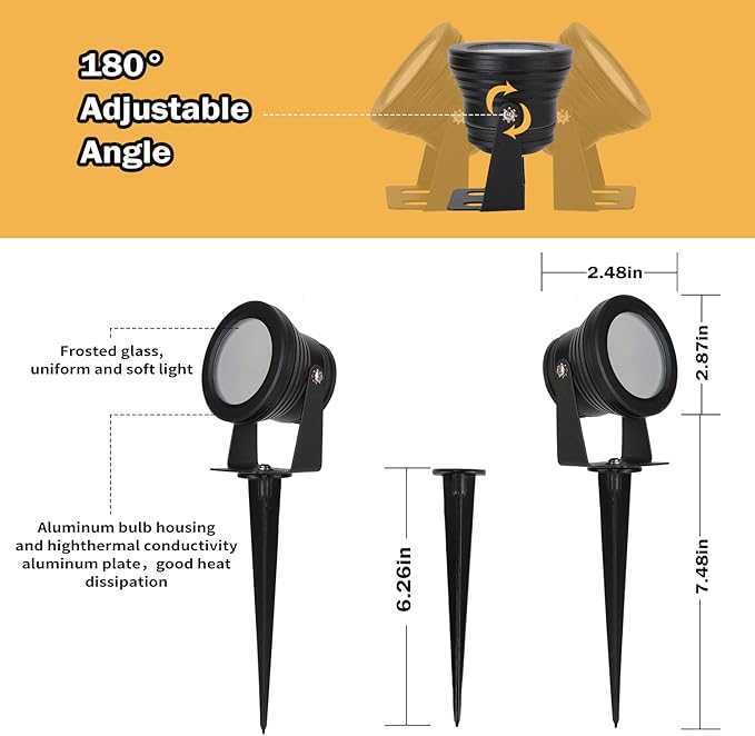 Smart Outdoor Lights,15w Backyard Lights with US Plug,12V APP Control Colored Spotlights with Waterproof,Dimmable Garden Lights with Timer,Outdoo Lights for Yard with Music Sync（NO Remote）