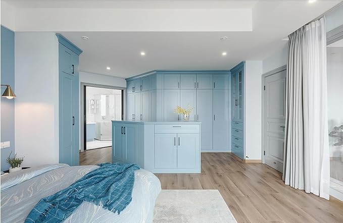 Dimoon 118''x17.7'' Blue Peel and Stick Wallpaper Contact Paper Modern Self Adhesive Wall Paper Removable Renter Friendly Textured Solid Color Shelf Cabinet Vinyl Roll (118''x17.7'',Light Blue)