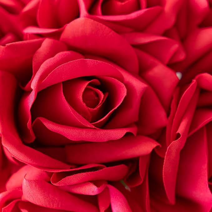 Artificial Roses Single Stem 10pcs Fake Silk Flower Arrangement Bouquet Real Touch for Home Party Wedding Decoration(Red)