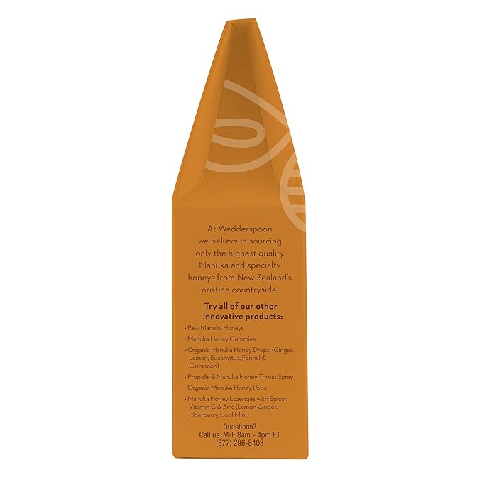 Wedderspoon Organic Manuka Honey Drops, Honey & Echinacea, 20 Count (Pack of 1) | Genuine New Zealand Honey | Perfect Remedy For Dry Throats