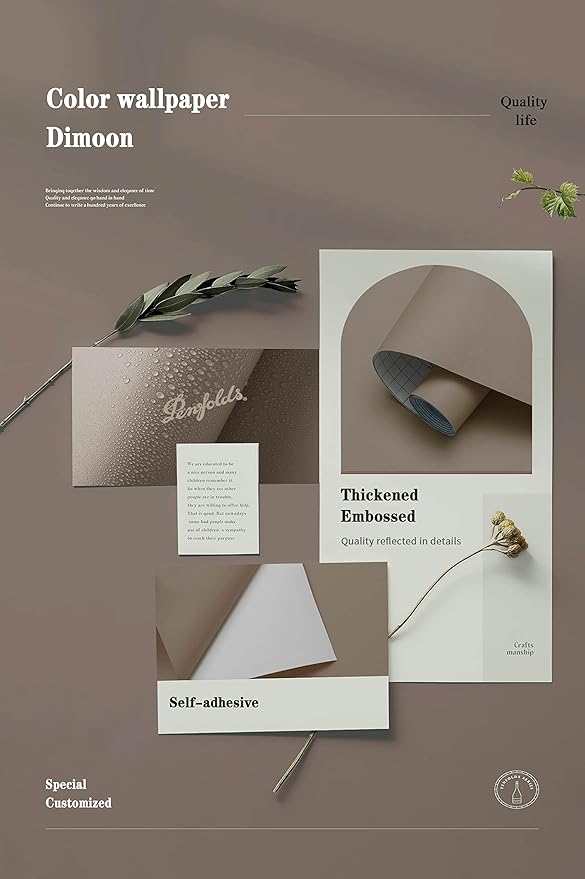 Dimoon 110''x17.7'' Etoupe Peel and Stick Wallpaper Contact Paper Modern Self Adhesive Wall Paper Removable Renter Friendly Textured Solid Color Shelf Cabinet Vinyl Roll (110''x17.7'',Etoupe)