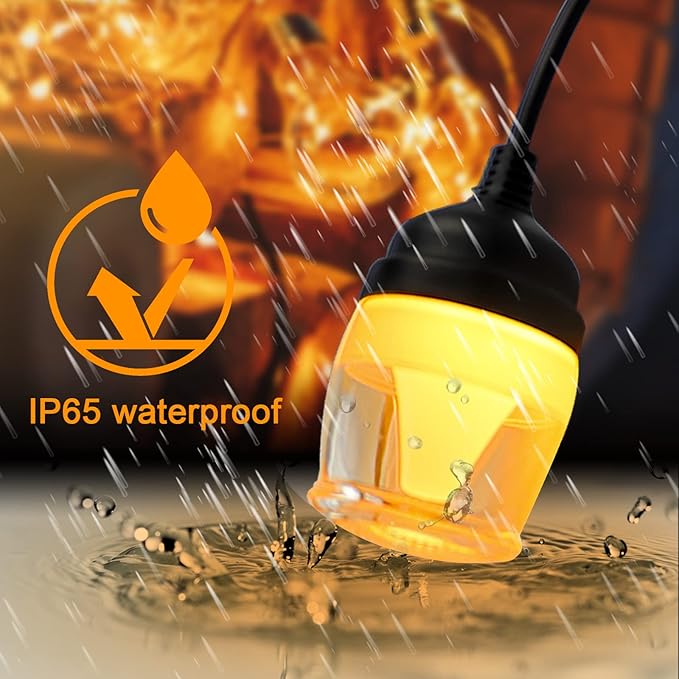 String Lights for Outside, Outdoor Patio Lights with 12 LED Bulbs Waterproof Shatterproof Hanging Patio Lights String for Patio for Bistro, Garden, Backyard, Gazebo, Party Decor, Easter