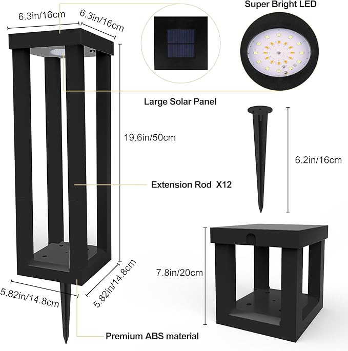 Ourdoor Floor Lamp,4 Pack Solar Powered Lamps RGB Color Changing LED Landscape Lighting Waterproof Street Lights for Patio,Porch, Yard,Garden,Deck (Black)
