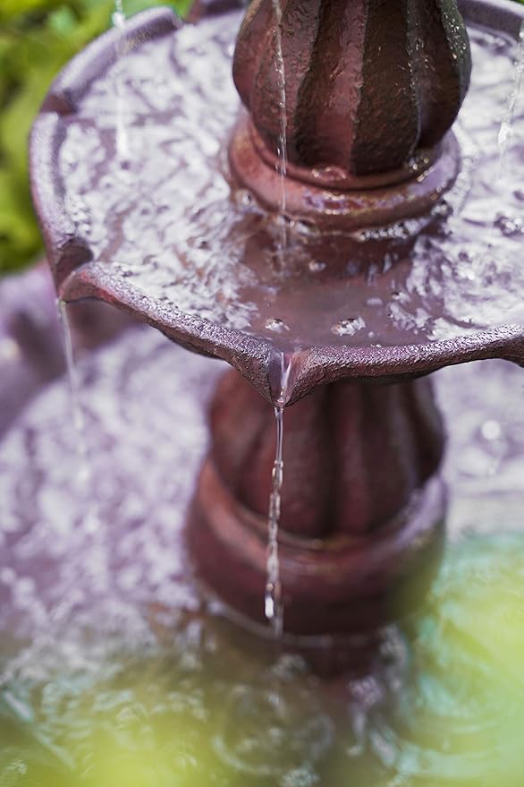 XBrand 3-Tier Freestanding Waterfall Fountain w/Pump & Pineapple Top, 51 Inch Tall, Brown, Large Outdoor Garden Fountain, Ideal for Garden, Porch, and Lawn