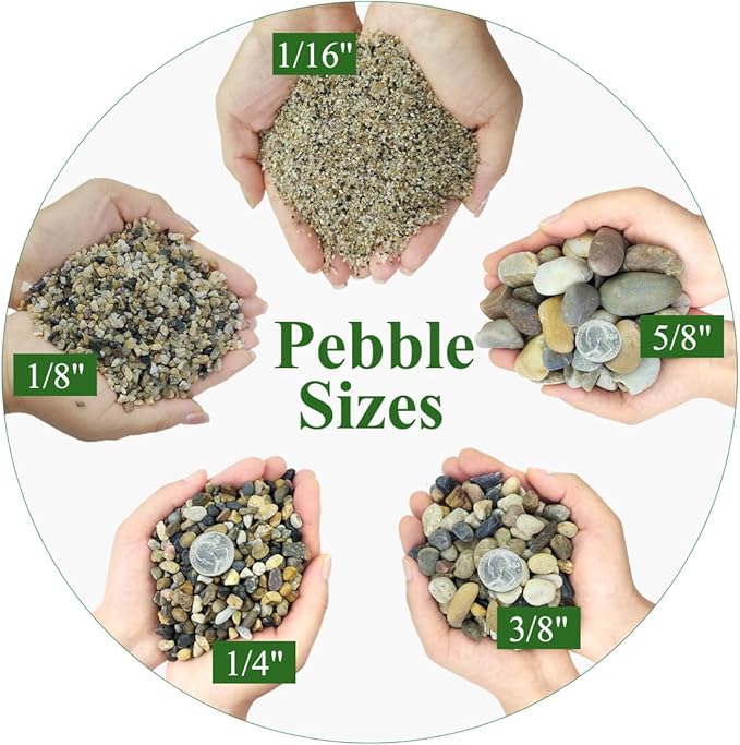 20lbs Aquarium Gravel, 1/16"(0.6-1.2mm) Natural River Rocks Succulent Cactus Pea Gravel for Plants, Fish Tank, Decorative Pebbles for Gardening, Flower Pots, Vase Fillers, Landscaping