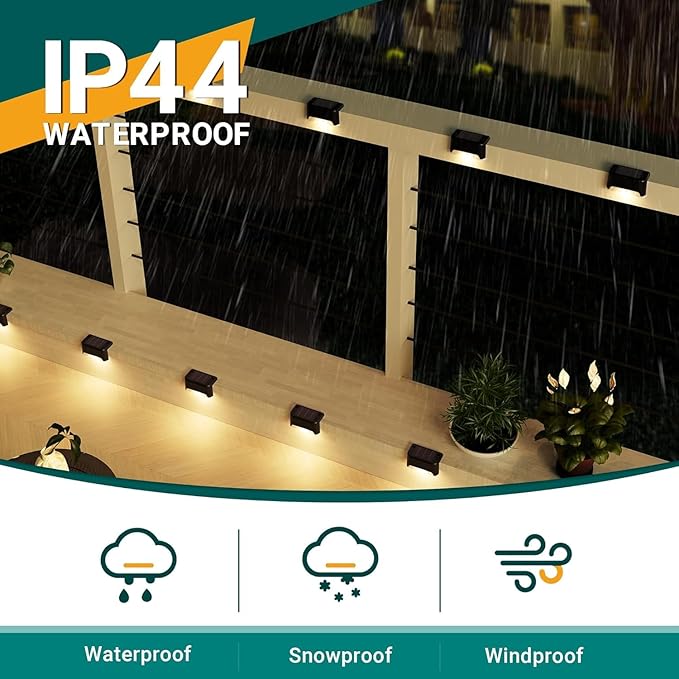 Solar Deck Lights Outdoor Waterproof 12Pack, Solar Powered Step Lights for Outside Stairs, Step, Fence, Yard, Patio, and Pathway(Warm White)