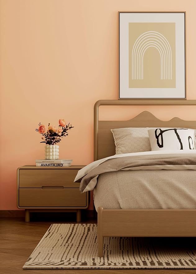 Dimoon 393''x17.7'' Orange Peel and Stick Wallpaper Contact Paper Modern Self Adhesive Wall Paper Removable Renter Friendly Textured Solid Color Shelf Cabinet Vinyl Roll (393''x17.7'',Coral Orange)