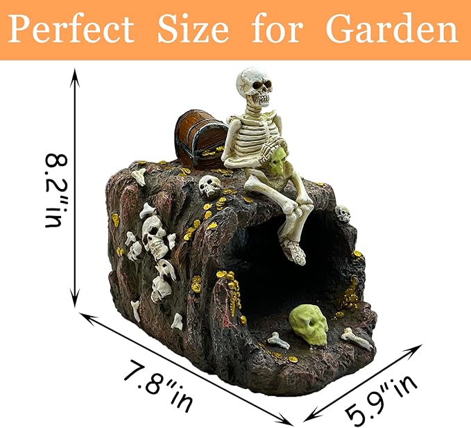 Luminous Skeleton Sculpture Gutter Downspout Extender,Garden Statue Ornament,Decor Downspout Diverter,Perfect Rain Diverter for 3"x4" Downspouts, Eco-Friendly Resin,Perfect Outdoor Decor Gift