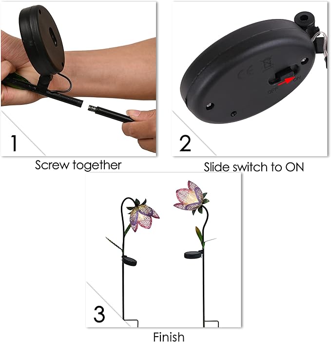 TERESA'S COLLECTIONS Flower Solar Outdoor Lights Garden Decor for Outside, 27-29.5'' Metal Tulip Yard Decorations Outdoor, Garden Stake Decorative for Porch Patio Decor, Set of 2, Gift for Christmas