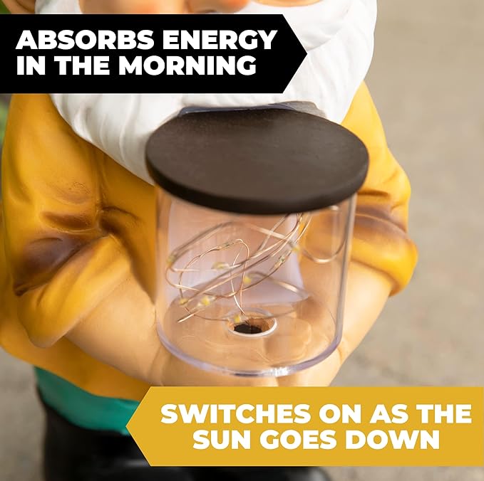 VP Home Gnome Solar Powered LED Outdoor Decor Garden Light Solar Powered Outdoor Decor Garden Light Great for Your Garden Solar Powered Light Garden Gnome Decorations Gifts for Outside Patio Lawn