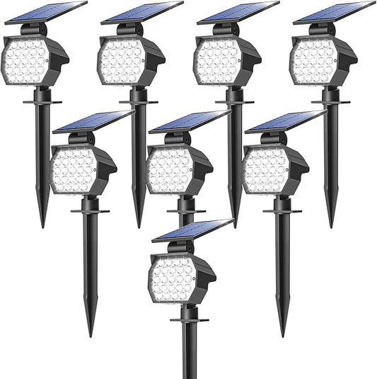 NIORSUN Solar Spot Lights Outdoor,23 LEDs Landscape Lighting with Auto On/Off and 3 Lighting Modes, IP67 Waterproof Spotlights,Outdoor Solar Lights for Yard Garden,8 Pack(Cool White)