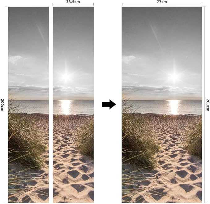 Door Wallpaper Self-Adhesive Door Poster 3D Door Picture - Path into The Sea - Door Film Photo Wallpaper Premium PVC Waterproof Door Sticker Wall Sticker for Bedroom Living Room Door Decoration